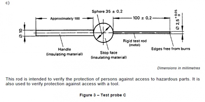 IEC61032 수치 3 보호는 위험한 일환 시험을 위해 테스트 프로브 Ｃ를 검증합니다 0