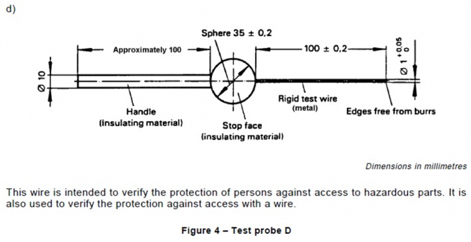 IEC61032 수치 4 보호는 위험한 일환 시험을 위한 테스트 프로브 Ｄ 검증합니다 0