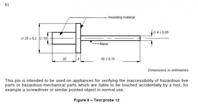 IEC 61032 형태 8 테스트 프로브 12 Ф4mm 경화강 테스트 핀 0