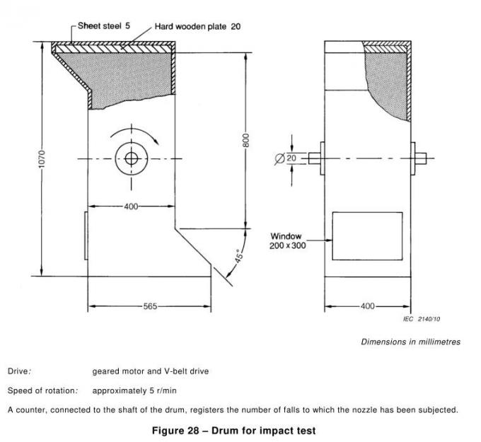 IEC60598-1 조항 4.13.6 텀블링 배럴 자유 낙하 시험기 0
