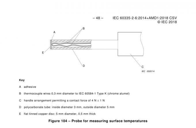 IEC60335-2는 표면 온도 테스트를 위한 온도계로 조삽니다 0