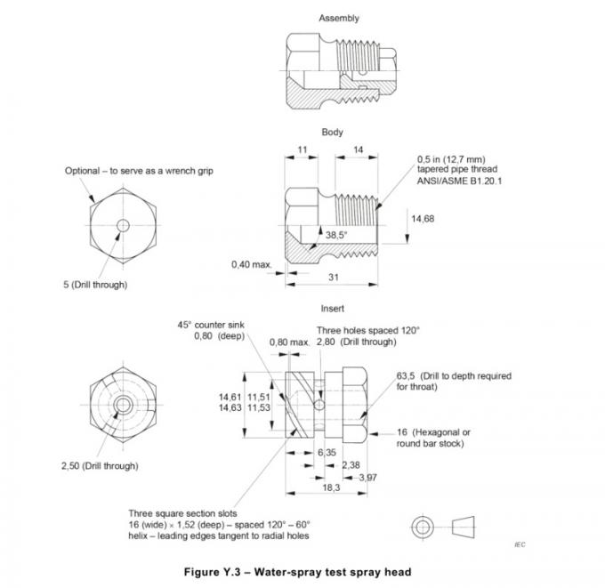 램프 수동 제어를 위한 IEC 62368-1 항목 Y.5.3 물 분무 시험 장치 5 Psi 1